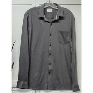 Day & Age Knit Button Down Long-Sleeve Woven Slub Collared Char Size Large Mens